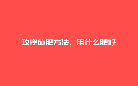 玫瑰施肥方法，用什么肥好