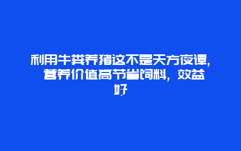 利用牛粪养猪这不是天方夜谭, 营养价值高节省饲料, 效益好