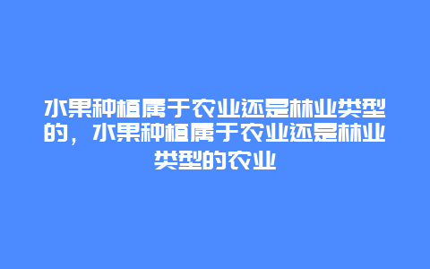 水果种植属于农业还是林业类型的，水果种植属于农业还是林业类型的农业