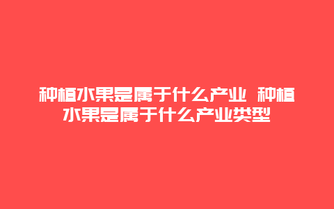 种植水果是属于什么产业 种植水果是属于什么产业类型