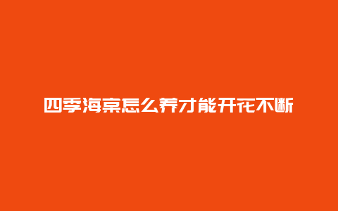 四季海棠怎么养才能开花不断