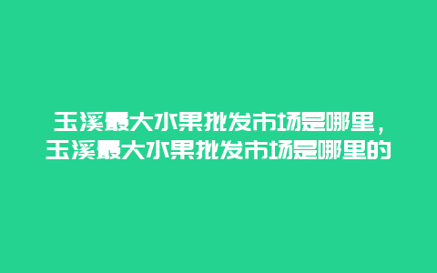 玉溪最大水果批发市场是哪里，玉溪最大水果批发市场是哪里的