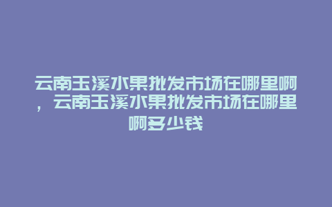 云南玉溪水果批发市场在哪里啊，云南玉溪水果批发市场在哪里啊多少钱