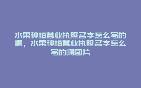 水果种植营业执照名字怎么写的啊，水果种植营业执照名字怎么写的啊图片