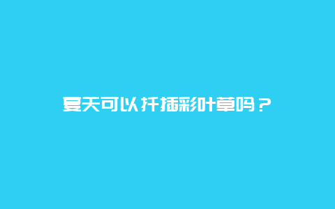 夏天可以扦插彩叶草吗？