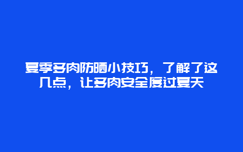 夏季多肉防晒小技巧，了解了这几点，让多肉安全度过夏天