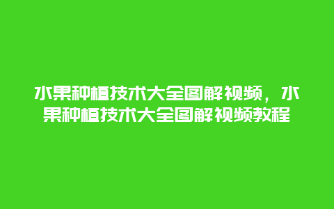 水果种植技术大全图解视频，水果种植技术大全图解视频教程