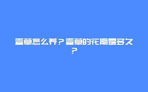 萱草怎么养？萱草的花期是多久？