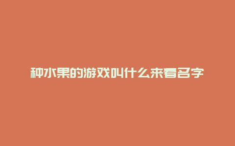 种水果的游戏叫什么来着名字