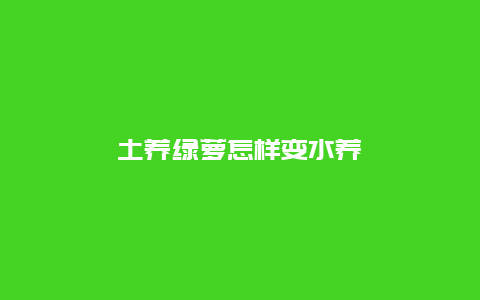 土养绿萝怎样变水养