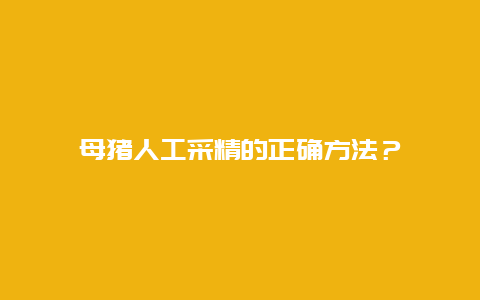 母猪人工采精的正确方法？