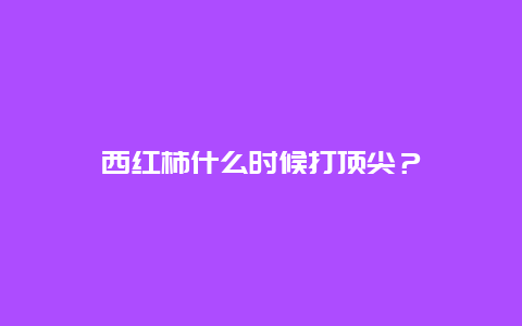 西红柿什么时候打顶尖？