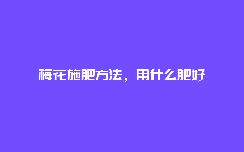 梅花施肥方法，用什么肥好