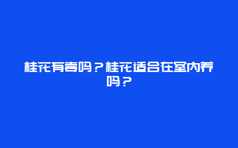 桂花有毒吗？桂花适合在室内养吗？