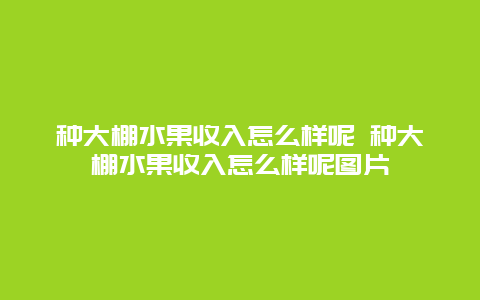 种大棚水果收入怎么样呢 种大棚水果收入怎么样呢图片