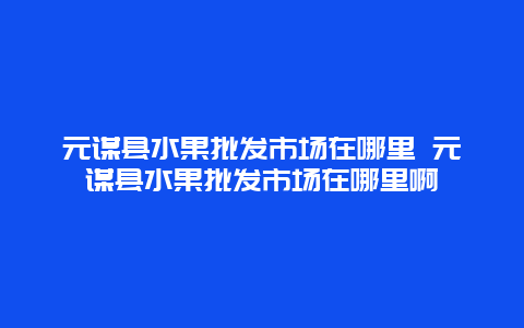 元谋县水果批发市场在哪里 元谋县水果批发市场在哪里啊