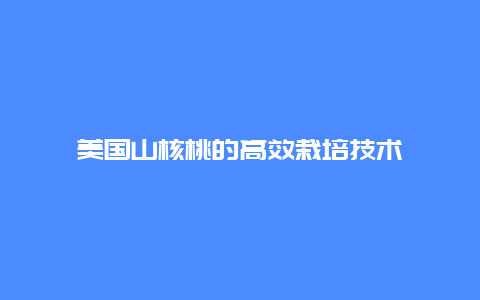 美国山核桃的高效栽培技术