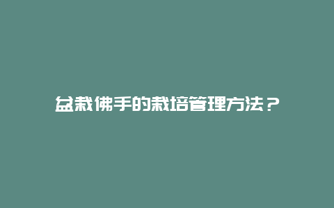 盆栽佛手的栽培管理方法？