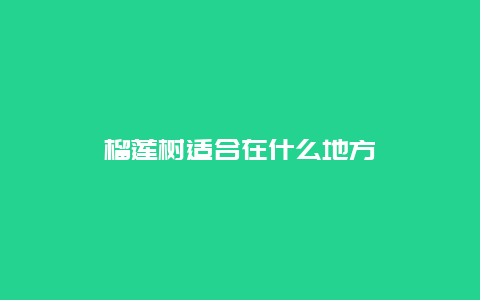 榴莲树适合在什么地方