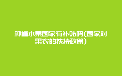 种植水果国家有补贴吗(国家对果农的扶持政策)