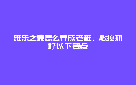 雅乐之舞怎么养成老桩，必须抓好以下要点