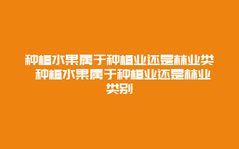 种植水果属于种植业还是林业类 种植水果属于种植业还是林业类别