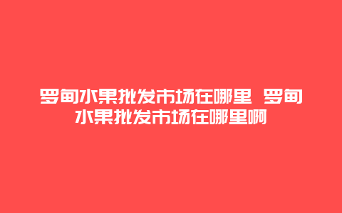 罗甸水果批发市场在哪里 罗甸水果批发市场在哪里啊