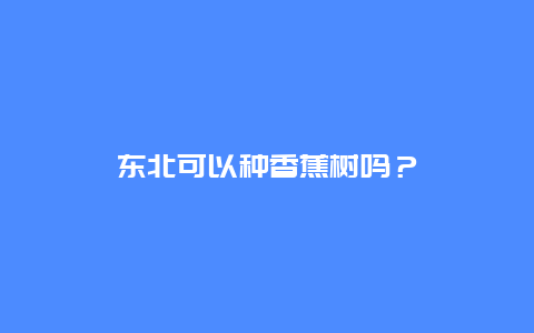 东北可以种香蕉树吗？