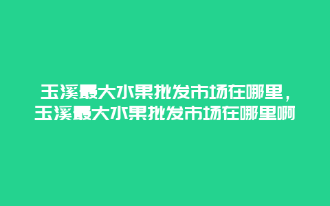 玉溪最大水果批发市场在哪里，玉溪最大水果批发市场在哪里啊