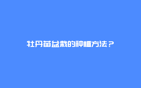 牡丹苗盆栽的种植方法？