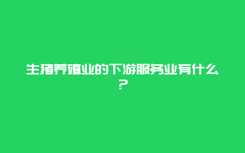 生猪养殖业的下游服务业有什么？