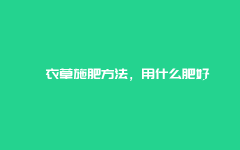 薰衣草施肥方法，用什么肥好