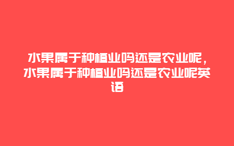 水果属于种植业吗还是农业呢，水果属于种植业吗还是农业呢英语