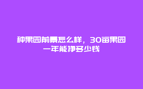 种果园前景怎么样，30亩果园一年能挣多少钱