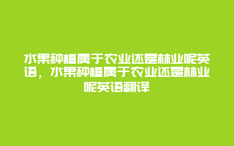 水果种植属于农业还是林业呢英语，水果种植属于农业还是林业呢英语翻译