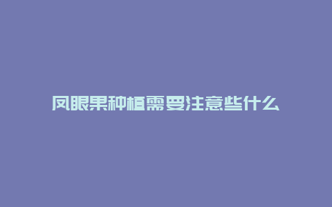 凤眼果种植需要注意些什么