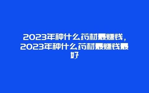 2023年种什么药材最赚钱，2023年种什么药材最赚钱最好