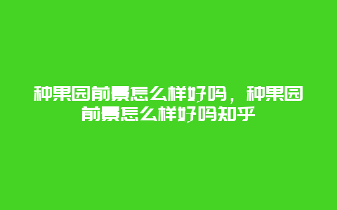 种果园前景怎么样好吗，种果园前景怎么样好吗知乎