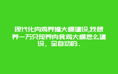 现代化肉鸡养殖大棚建设,我想养一万只笼养肉食鸡大棚怎么建设，全自动的。