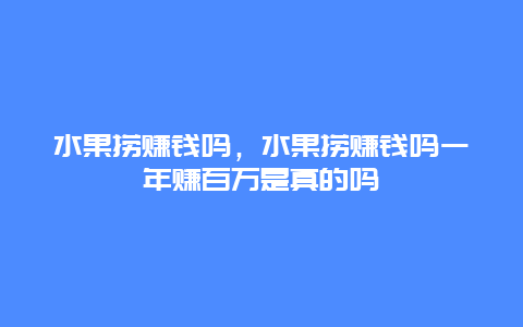 水果捞赚钱吗，水果捞赚钱吗一年赚百万是真的吗