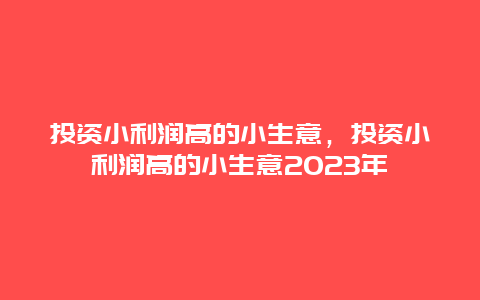 投资小利润高的小生意，投资小利润高的小生意2023年