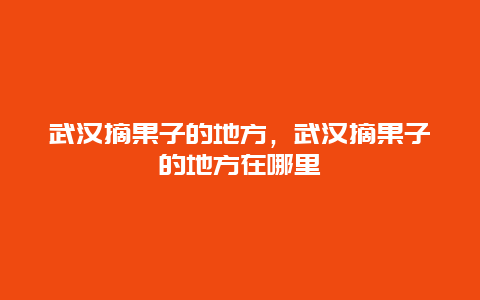 武汉摘果子的地方，武汉摘果子的地方在哪里