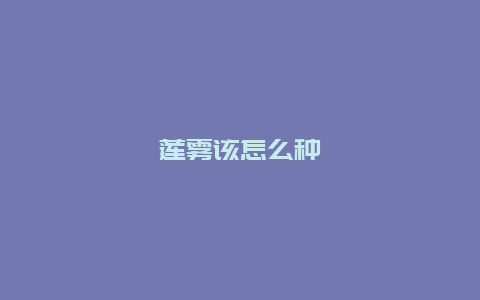 莲雾该怎么种