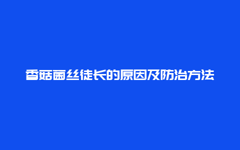 香菇菌丝徒长的原因及防治方法