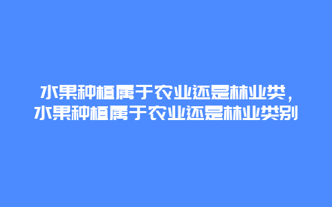 水果种植属于农业还是林业类，水果种植属于农业还是林业类别