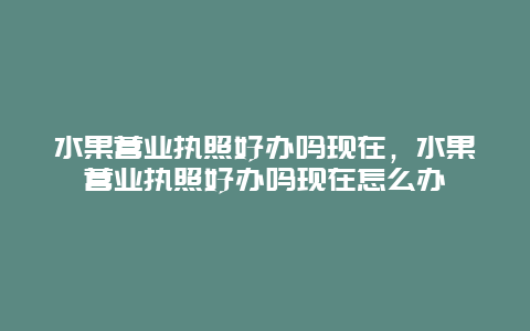 水果营业执照好办吗现在，水果营业执照好办吗现在怎么办