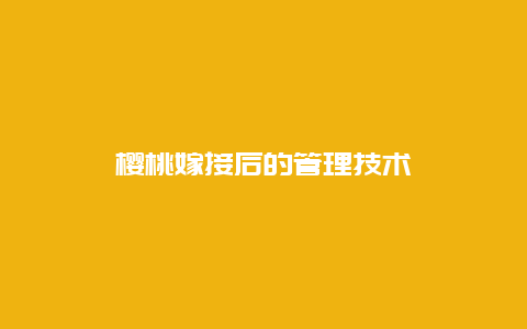 樱桃嫁接后的管理技术