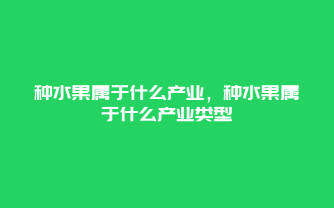 种水果属于什么产业，种水果属于什么产业类型