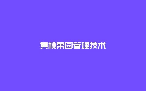 黄桃果园管理技术