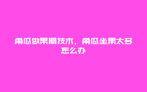 角瓜做果期技术，角瓜坐果太多怎么办